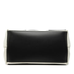 バレンシアガ ネイビーカバス S ハンドバッグ 339933 ホワイト ブラック キャンバス レザー レディース BALENCIAGA 【中古】