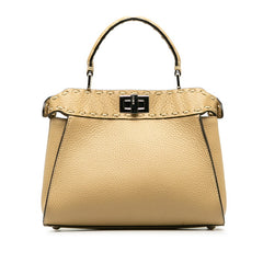 フェンディ セレリア ピーカブー ミニ ハンドバッグ ショルダーバッグ 2WAY 8BN244 ベージュ レザー レディース FENDI 中古