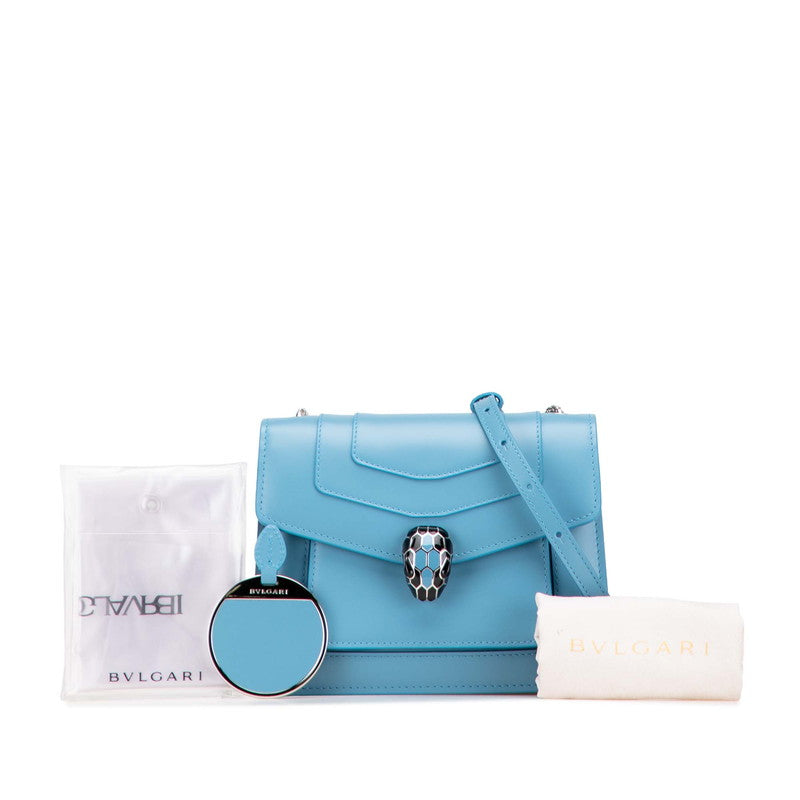 ブルガリ セルペンティ フォーエバー チェーン ショルダーバッグ ブルー レザー レディース BVLGARI 【中古】