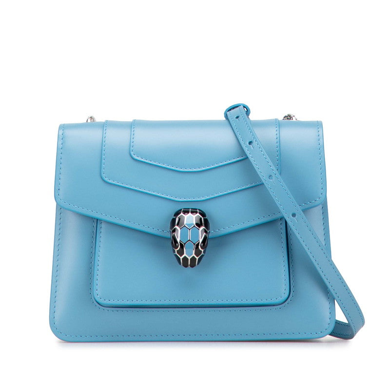 ブルガリ セルペンティ フォーエバー チェーン ショルダーバッグ ブルー レザー レディース BVLGARI 【中古】