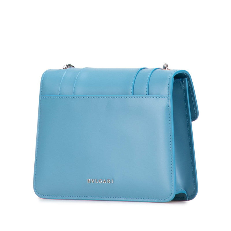 ブルガリ セルペンティ フォーエバー チェーン ショルダーバッグ ブルー レザー レディース BVLGARI 【中古】