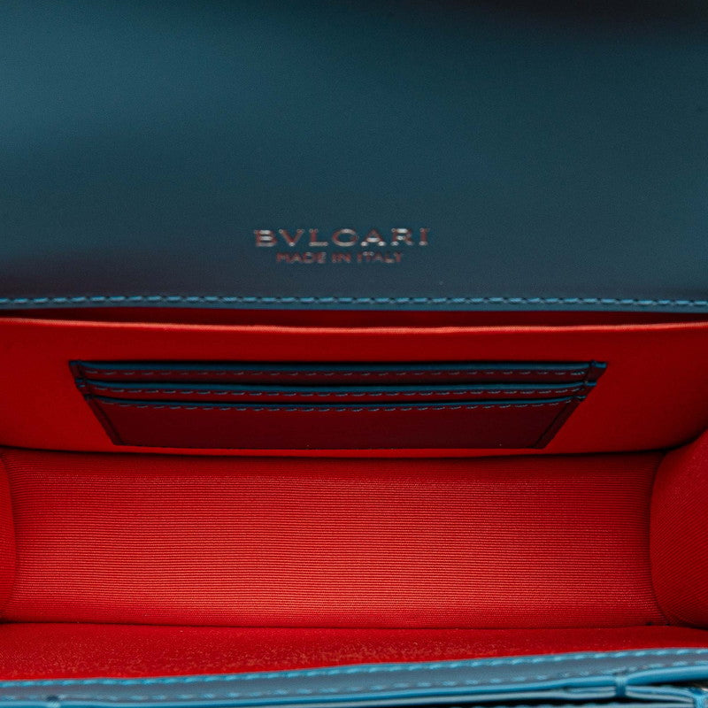 ブルガリ セルペンティ フォーエバー チェーン ショルダーバッグ ブルー レザー レディース BVLGARI 【中古】