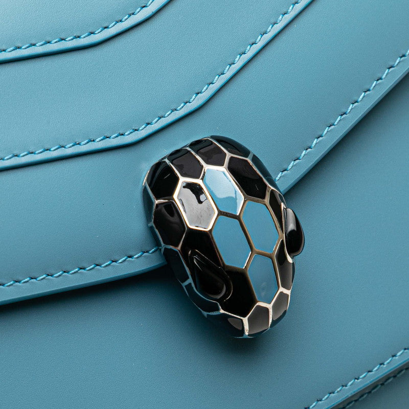 ブルガリ セルペンティ フォーエバー チェーン ショルダーバッグ ブルー レザー レディース BVLGARI 【中古】