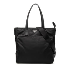 プラダ 三角ロゴプレート トートバッグ ショルダーバッグ 2WAY 2VG032 ブラック ナイロン レザー メンズ PRADA 【中古】