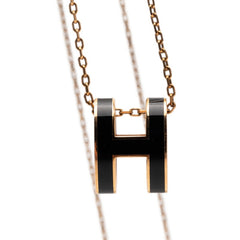 エルメス ポップH ポップアッシュ ネックレス ゴールド ブラック メッキ レディース HERMES 【中古】