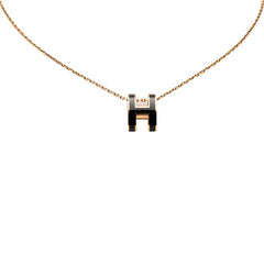 エルメス ポップH ポップアッシュ ネックレス ゴールド ブラック メッキ レディース HERMES 【中古】