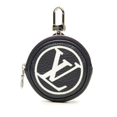 ルイ ヴィトン ポルトクレ ポシェット キーリング キーホルダー ミニポーチ コインケース MP2080 ネイビー レザー レディース LOUIS VUITTON 【中古】