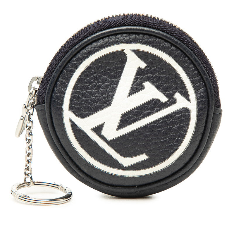 ルイ ヴィトン ポルトクレ ポシェット キーリング キーホルダー ミニポーチ コインケース MP2080 ネイビー レザー レディース LOUIS VUITTON 【中古】