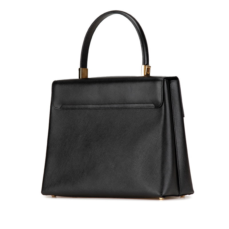サルヴァトーレフェラガモ ガンチーニ ハンドバッグ ショルダーバッグ 2WAY AF-21 0290 ブラック レザー レディース Salvatore Ferragamo 【中古】