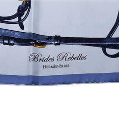 エルメス カレ90 Brides Rebelles 馬具の抵講 スカーフ 大判 ブルー系 マルチカラー シルク レディース HERMES 【中古】