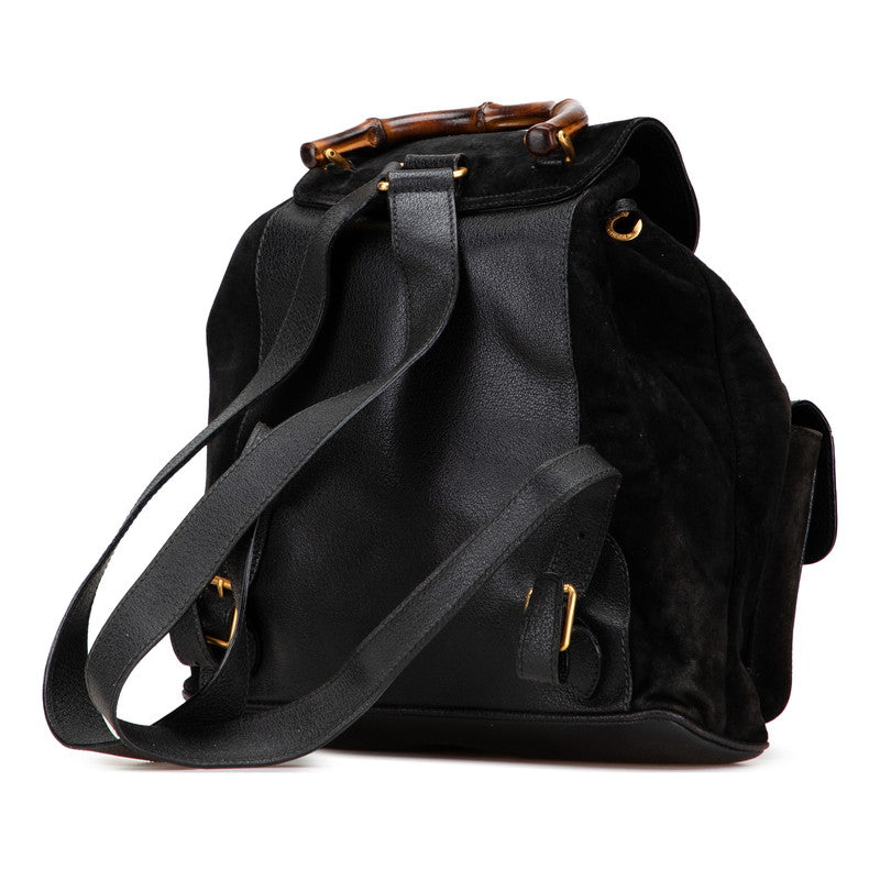 グッチ バンブー リュック バックパック 003 58 001 ブラック ブラウン スウェード レザー レディース GUCCI 【中古】