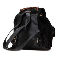 グッチ バンブー リュック バックパック 003 58 001 ブラック ブラウン スウェード レザー レディース GUCCI 【中古】