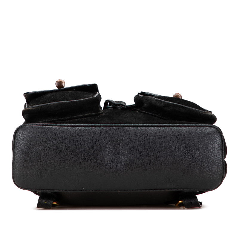 グッチ バンブー リュック バックパック 003 58 001 ブラック ブラウン スウェード レザー レディース GUCCI 【中古】