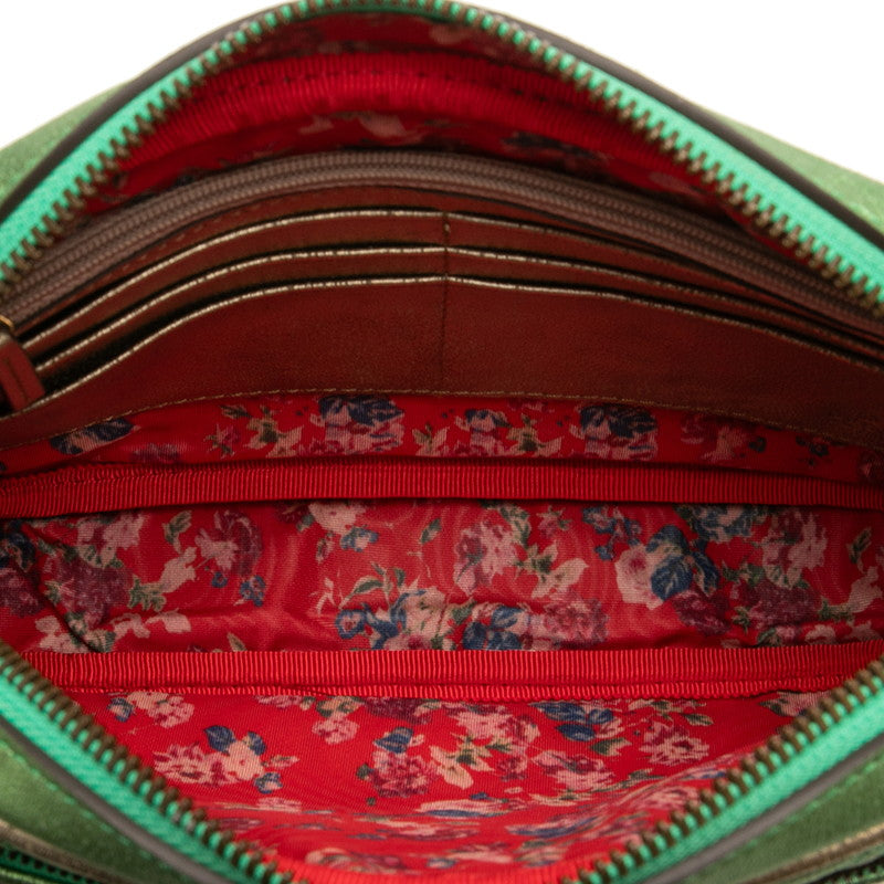 グッチ ラミネート キルティング クラッチバッグ セカンドバッグ 540985 レッド グリーン ゴールド レザー レディース GUCCI 【中古】