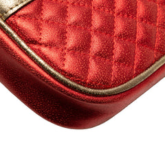グッチ ラミネート キルティング クラッチバッグ セカンドバッグ 540985 レッド グリーン ゴールド レザー レディース GUCCI 【中古】