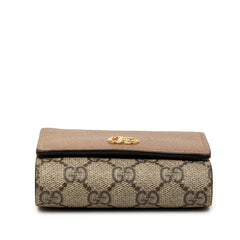 グッチ GGスプリーム ダブルG 二つ折り財布 598587 ベージュ ピンク PVC レザー レディース GUCCI 【中古】