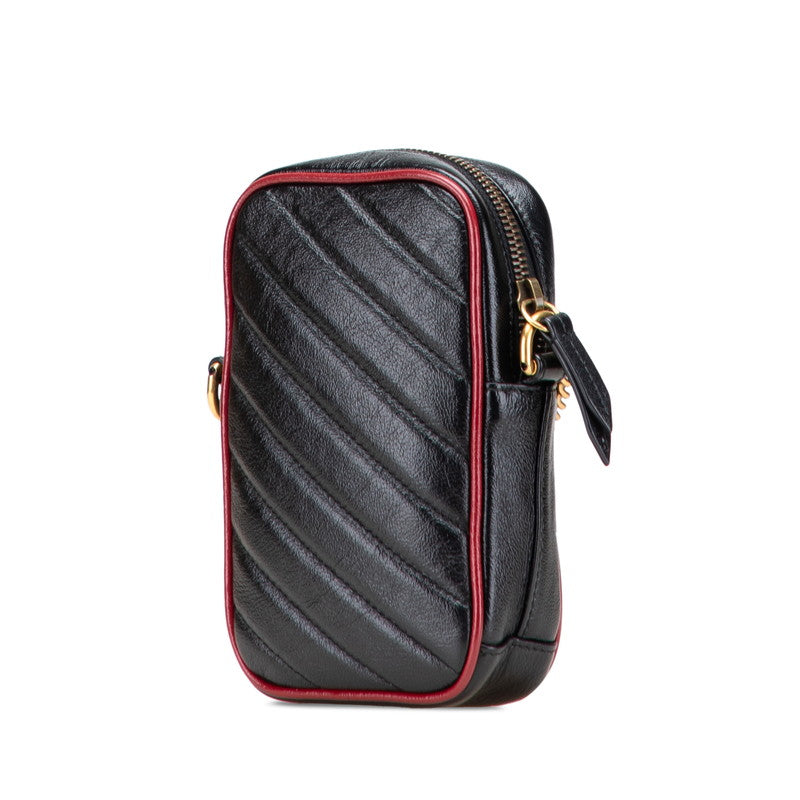 グッチ GGマーモント チェーン ショルダーバッグ 601577 ブラック レザー レディース GUCCI 【中古】