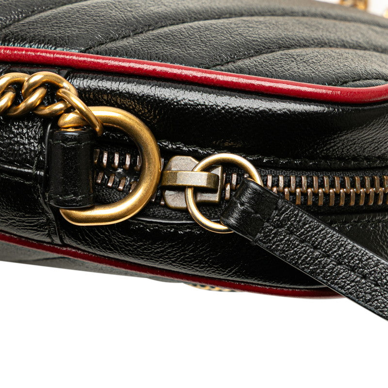 グッチ GGマーモント チェーン ショルダーバッグ 601577 ブラック レザー レディース GUCCI 【中古】