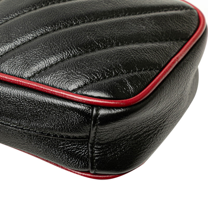 グッチ GGマーモント チェーン ショルダーバッグ 601577 ブラック レザー レディース GUCCI 【中古】
