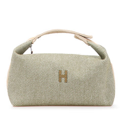 エルメス ブリッド ア ブラックGM ハンドバッグ ポーチ ヴェールフォレ カーキ コットン レディース HERMES 【中古】