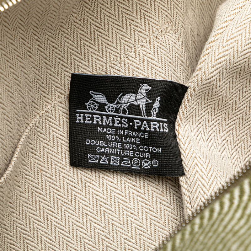 エルメス ブリッド ア ブラックGM ハンドバッグ ポーチ ヴェールフォレ カーキ コットン レディース HERMES 【中古】