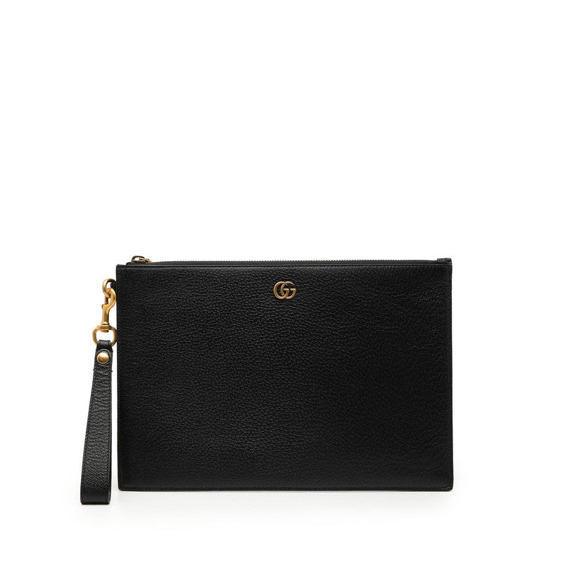 グッチ GGマーモント クラッチバッグ セカンドバッグ 475317 ブラック レザー レディース GUCCI 【中古】