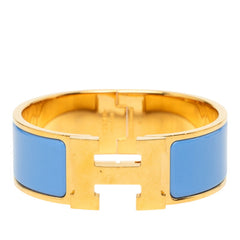 エルメス クリッククラックH PM ブレスレット バングル ブルー ゴールド メッキ エナメル レディース HERMES 中古