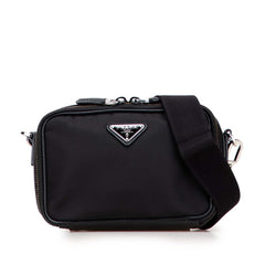プラダ 三角ロゴプレート ショルダーバッグ ブラック ナイロン サフィアーノレザー レディース PRADA 【中古】