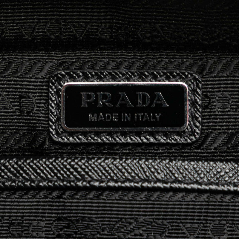 プラダ 三角ロゴプレート ショルダーバッグ ブラック ナイロン サフィアーノレザー レディース PRADA 【中古】