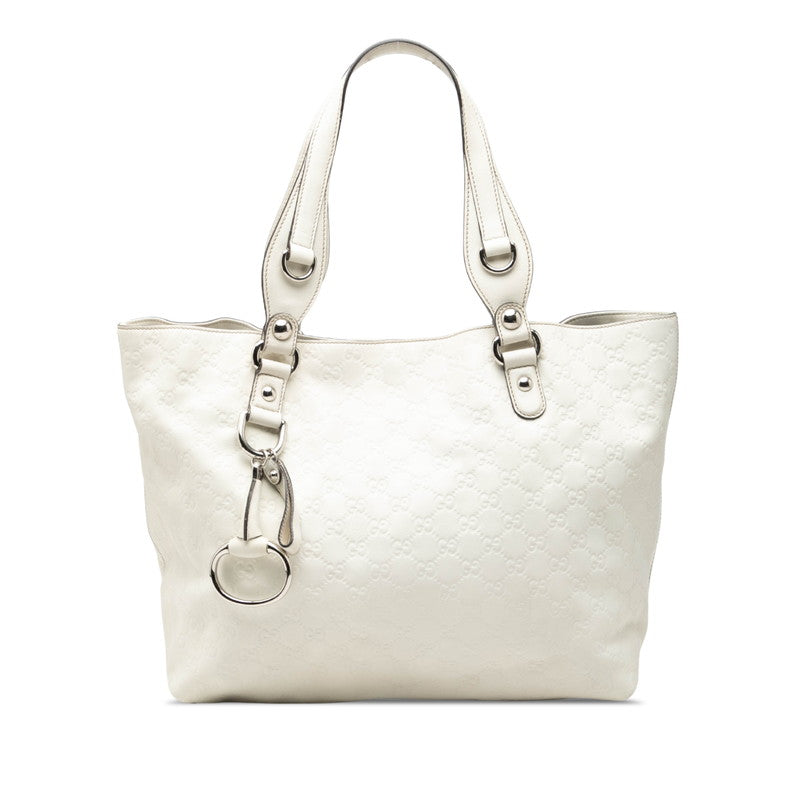 グッチ グッチシマ ホースビット トートバッグ ショルダーバッグ 229852 ホワイト レザー レディース GUCCI 【中古】