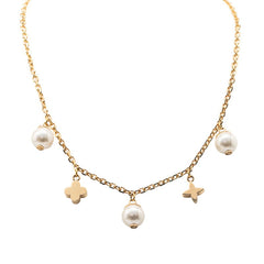 ルイ ヴィトン ペンダント チャーミー パール モノグラム フラワー ネックレス M75443 ゴールド メッキ レディース LOUIS VUITTON 【中古】