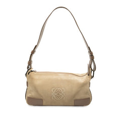 ロエベ アナグラム ショルダーバッグ ベージュ ブラウン スウェード レザー レディース LOEWE 【中古】