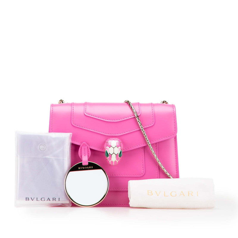ブルガリ セルペンティフォーエバー チェーン ショルダーバッグ ハンドバッグ ピンク レザー レディース BVLGARI 【中古】