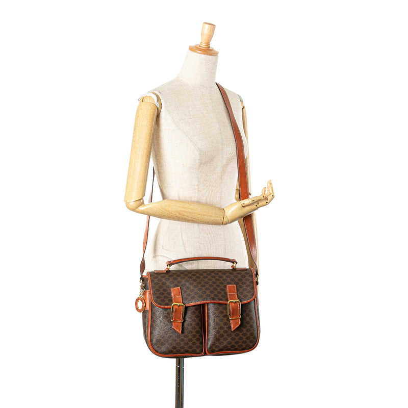 セリーヌ マカダム ハンドバッグ ショルダーバッグ ブラウン PVC レザー レディース CELINE 【中古】