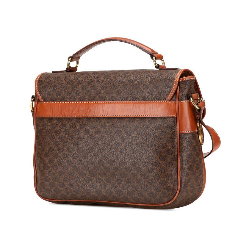 セリーヌ マカダム ハンドバッグ ショルダーバッグ ブラウン PVC レザー レディース CELINE 【中古】