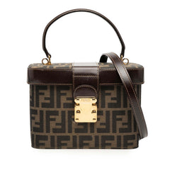 フェンディ ズッカ ショルダーバッグ バニティバッグ 2WAY ブラウン キャンバス レザー レディース FENDI 【中古】