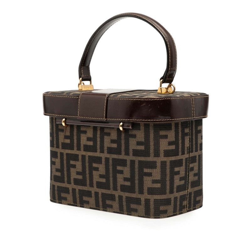 フェンディ ズッカ ショルダーバッグ バニティバッグ 2WAY ブラウン キャンバス レザー レディース FENDI 【中古】
