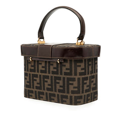フェンディ ズッカ ショルダーバッグ バニティバッグ 2WAY ブラウン キャンバス レザー レディース FENDI 【中古】