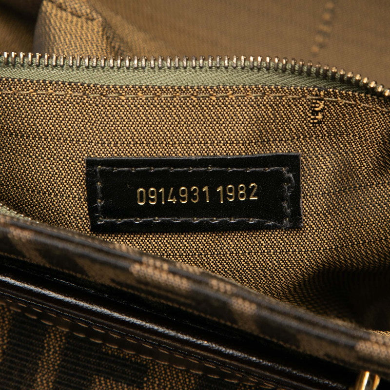 フェンディ ズッカ ショルダーバッグ バニティバッグ 2WAY ブラウン キャンバス レザー レディース FENDI 【中古】