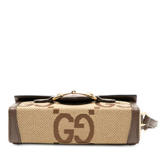 グッチ ジャンボGG ホースビット1955 ショルダーバッグ 699296 ブラウン キャンバス レザー レディース GUCCI 【中古】