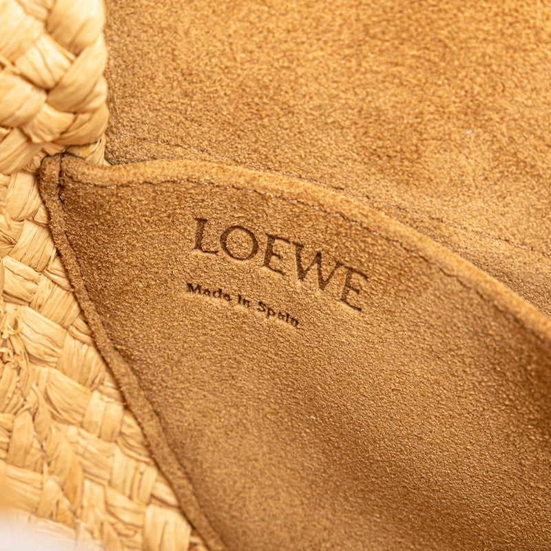 ロエベ アナグラム ゲート ショルダーバッグ オレンジ ベージュ ラフィア レザー レディース LOEWE 【中古】