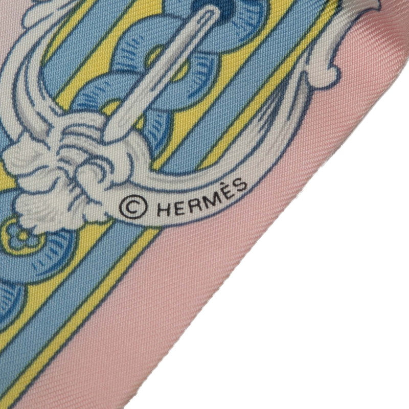エルメス ツイリー BRIDE DE COUR 法廷の勒 スカーフ ピンク ブルー マルチカラー シルク レディース HERMES 【中古】