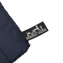エルメス Hジャカード スカーフ 大判 ネイビー シルク ウール レディース HERMES 中古