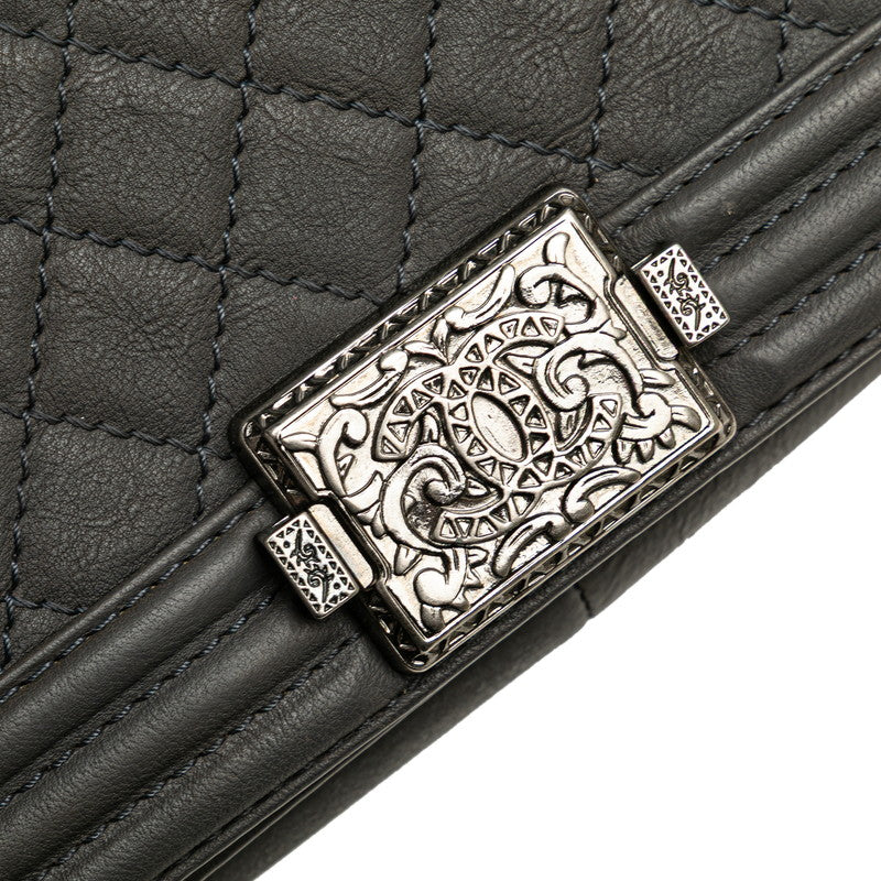 シャネル パリダラス ボーイシャネル ココマーク チェーンショルダーバッグ グレー系 カーフ レディース CHANEL 【中古】