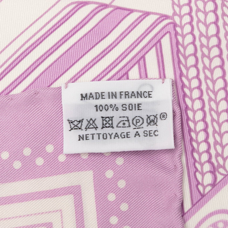 エルメス カレ55 SANGLES EN ZIGZAG ジグザグのサングル スカーフ パープル ホワイト シルク レディース HERMES 【中古】