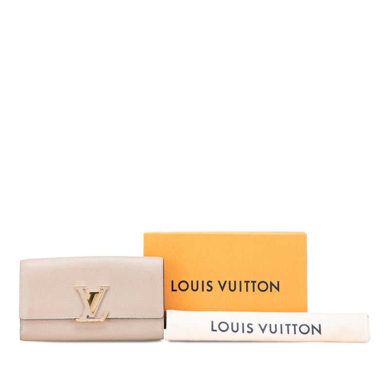 ルイ ヴィトン ポルトフォイユ カプシーヌ 長財布 M61249 ベージュ レザー レディース LOUIS VUITTON 【中古】