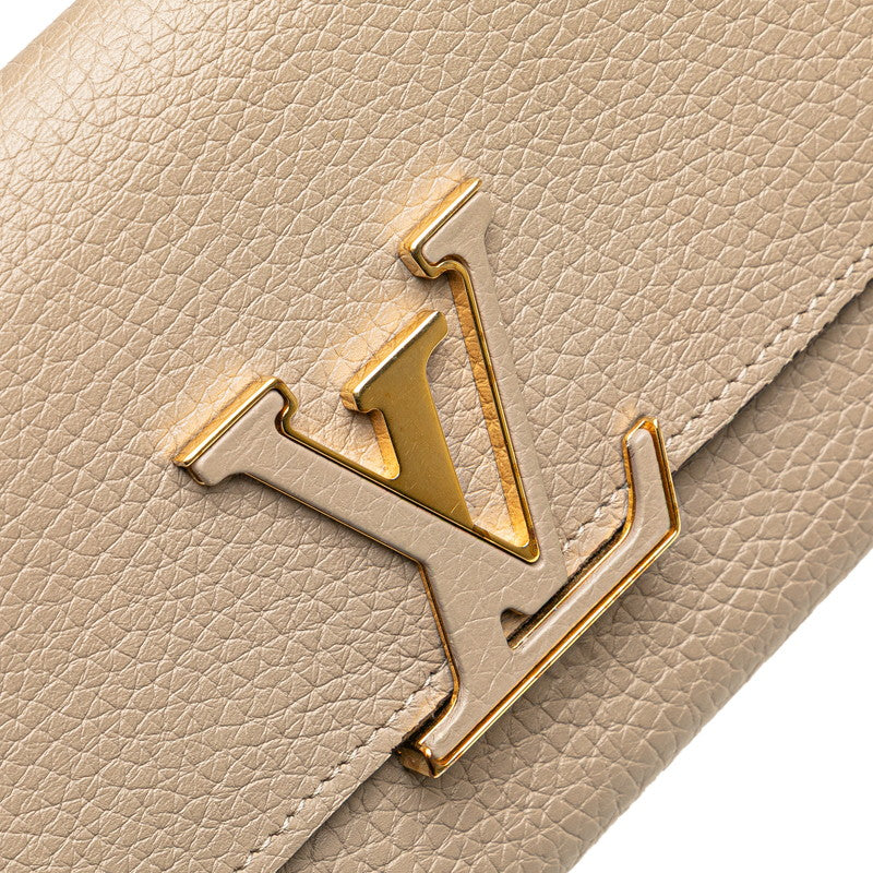 ルイ ヴィトン ポルトフォイユ カプシーヌ 長財布 M61249 ベージュ レザー レディース LOUIS VUITTON 【中古】