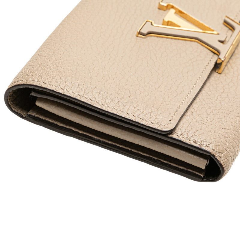 ルイ ヴィトン ポルトフォイユ カプシーヌ 長財布 M61249 ベージュ レザー レディース LOUIS VUITTON 【中古】