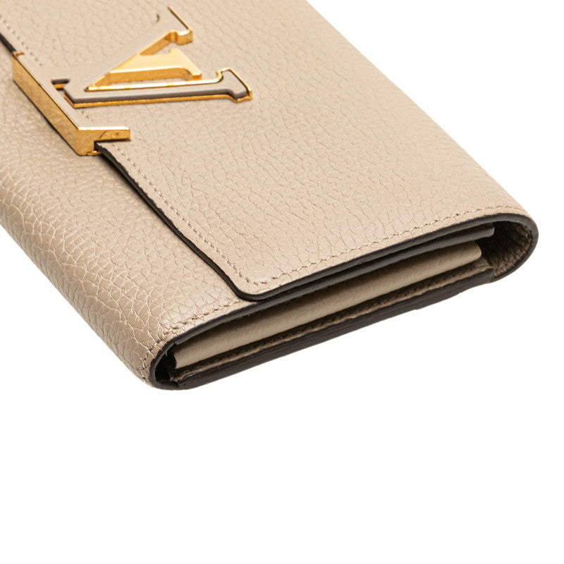 ルイ ヴィトン ポルトフォイユ カプシーヌ 長財布 M61249 ベージュ レザー レディース LOUIS VUITTON 【中古】