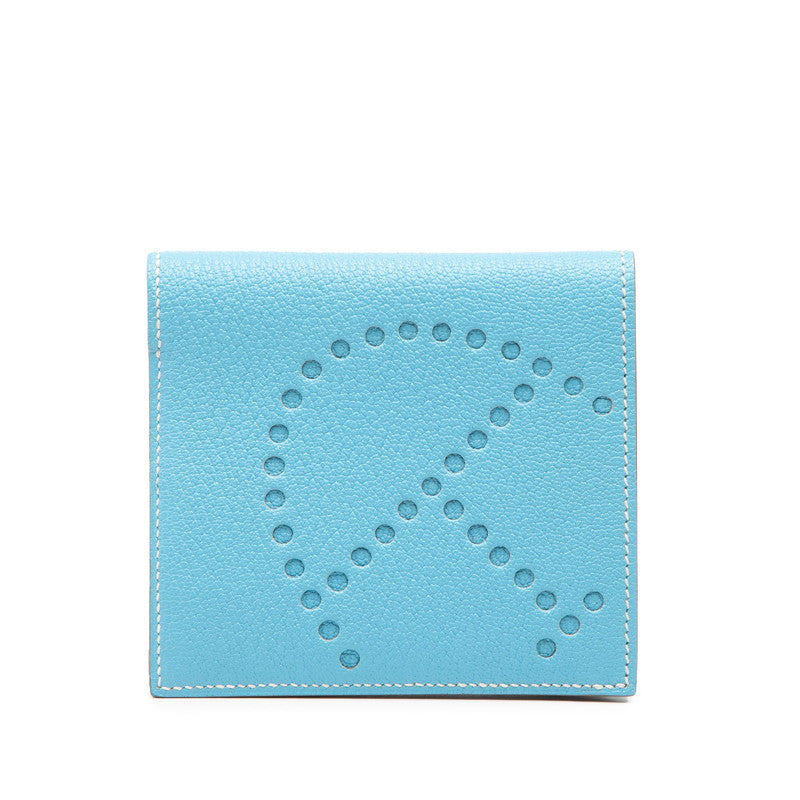 エルメス エブリン 札入れ 二つ折り財布 セレストブルー シェブルミゾル レディース HERMES 【中古】